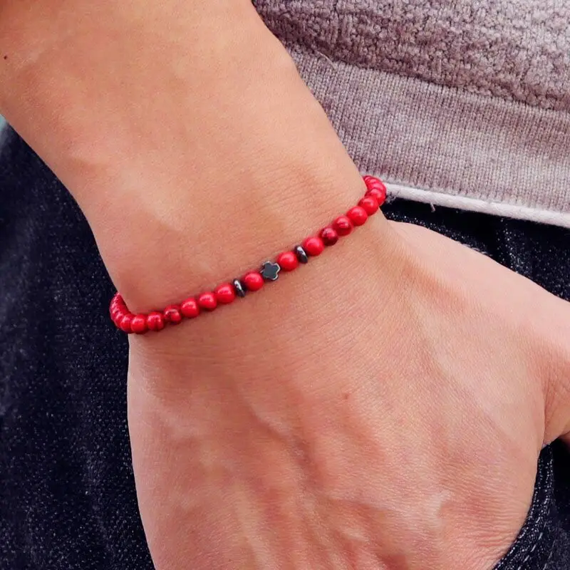 Noter Men Bracelet 6 Colors 4mm Beads Strand Braslet Natural Hematite Stone Healing Braclet Meditation Yoga Accessories Joias image 6