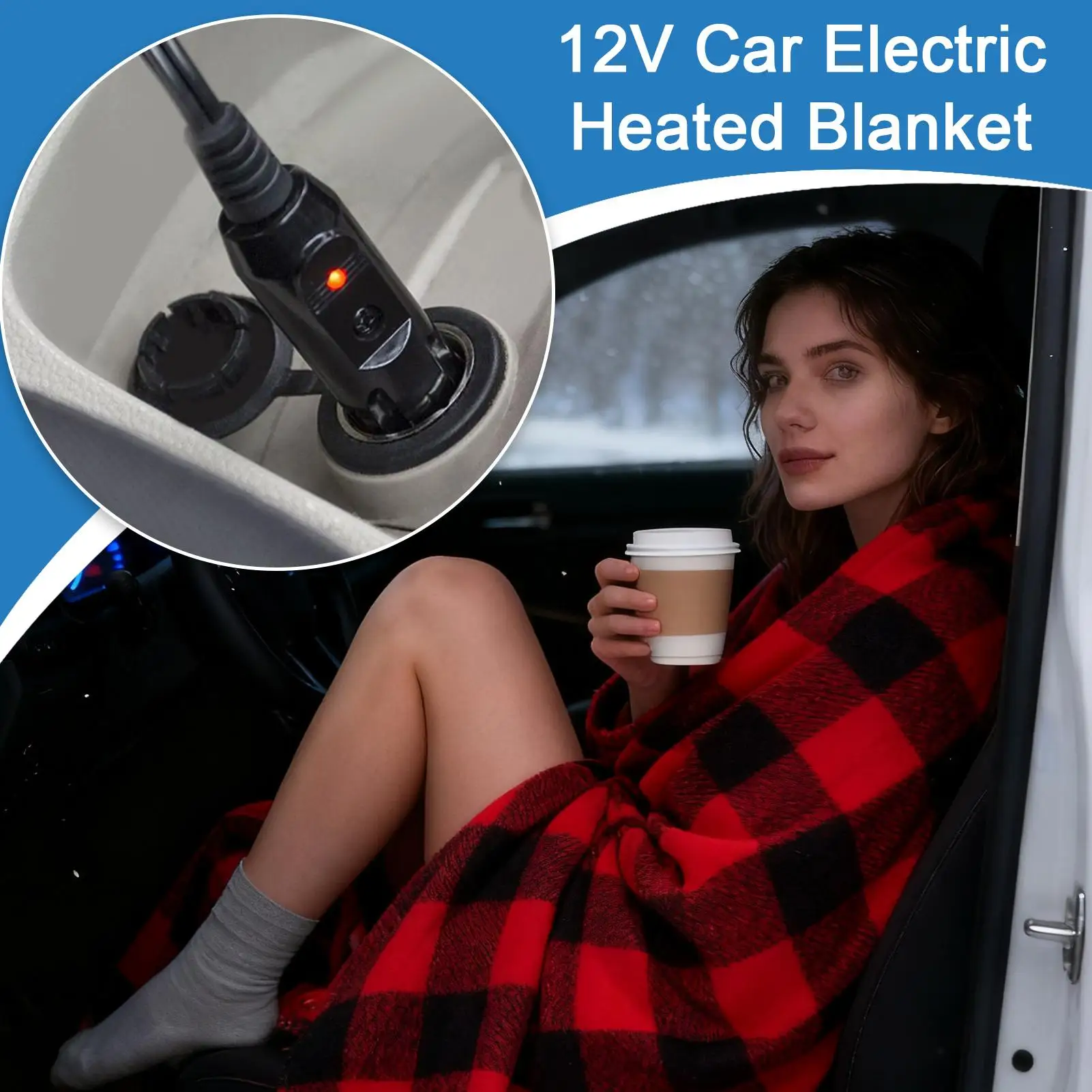 Car Heated Blanket Cold Weather 12V Electric Car Heated Throw Blankets Winter Warmer Travel Throw Blanket for Vehicles
