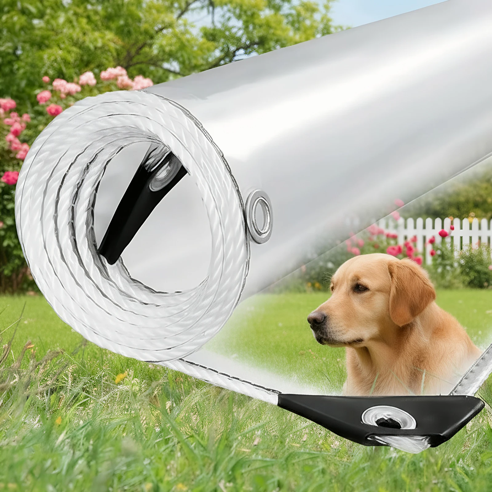 Bâche transparente en PVC imperméable avec œillets antirouille, couverture de pluie transparente de 0.2mm pour terrasse, gazébo, meubles de jardin