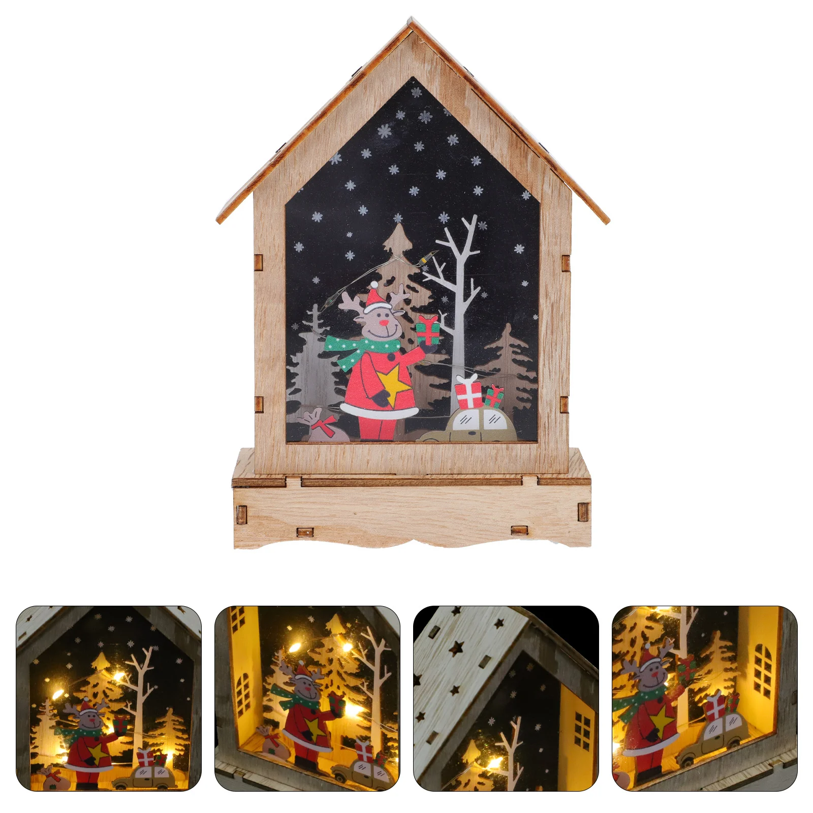 

1Pcs Wooden Glowing Christmas Decor Desktop Ornament Xmas Festival Home Adornment Xmas Desktop Ornament Wood Decor