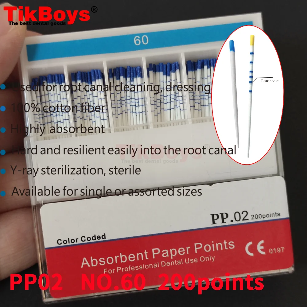 1Box Absorbent Paper Point Tooth Root Cotton Fiber Tips Dentist Products Dental Materi #15-40 F1 F2 GP/PP Material Endodoncia