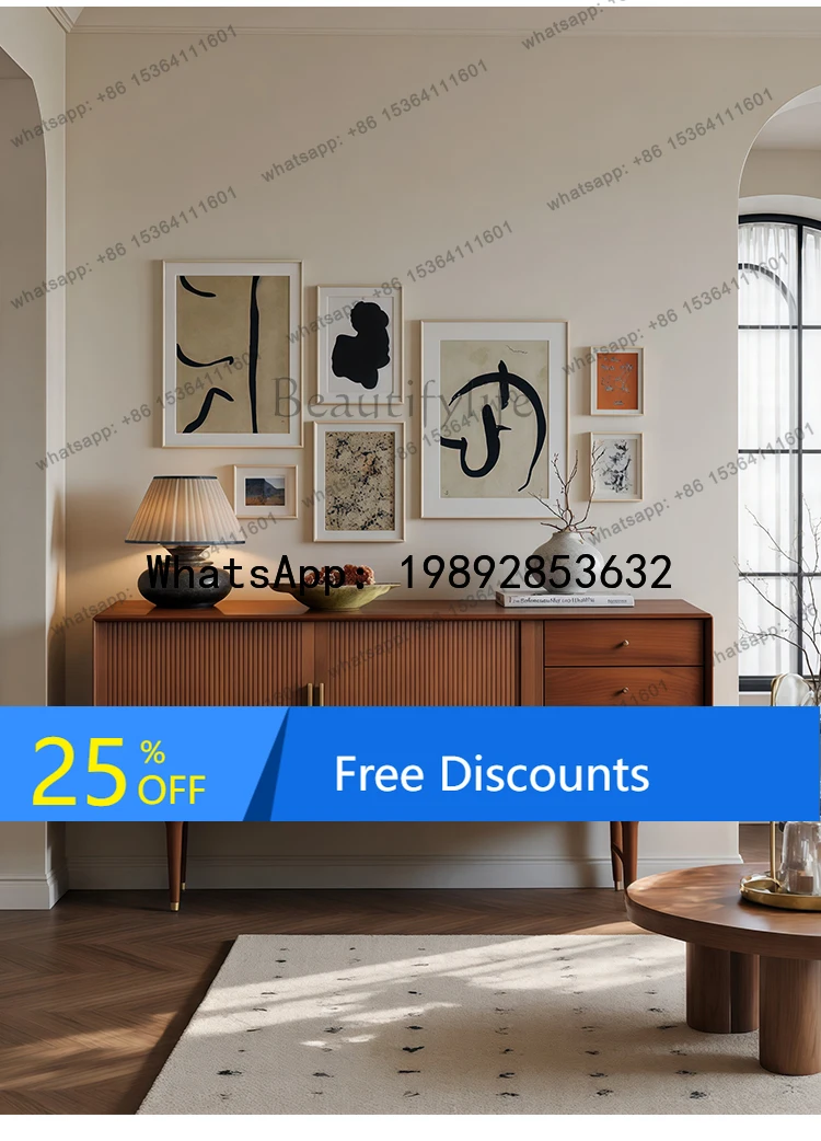 

HH Medieval solid wood dining side cabinet, living room home wall locker, retro storage entrance cabinet