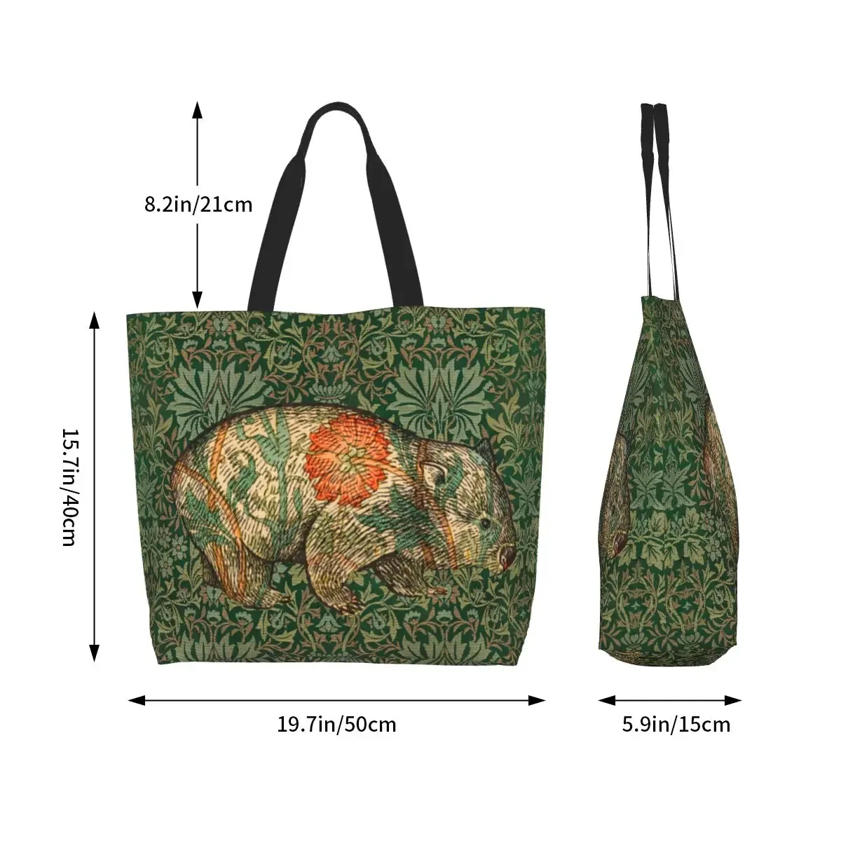 Rossetti's Wombat Groceries Tote Shopping Bag William Morris Animal Art Canvas Shopper Shoulder Bags Big Capacity Handbags