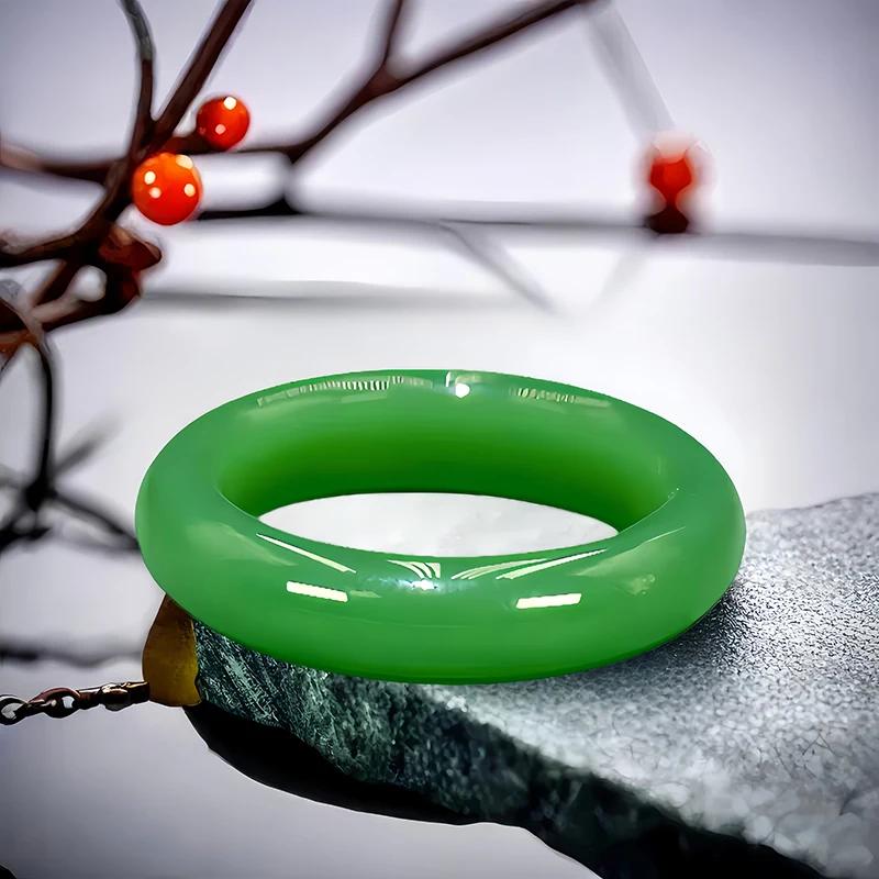 17-18mm Green Real Jade Rings for Women Luxury Designer Accessories Charm Vintage Amulet Natural Jewelry Carved Jasper Gift