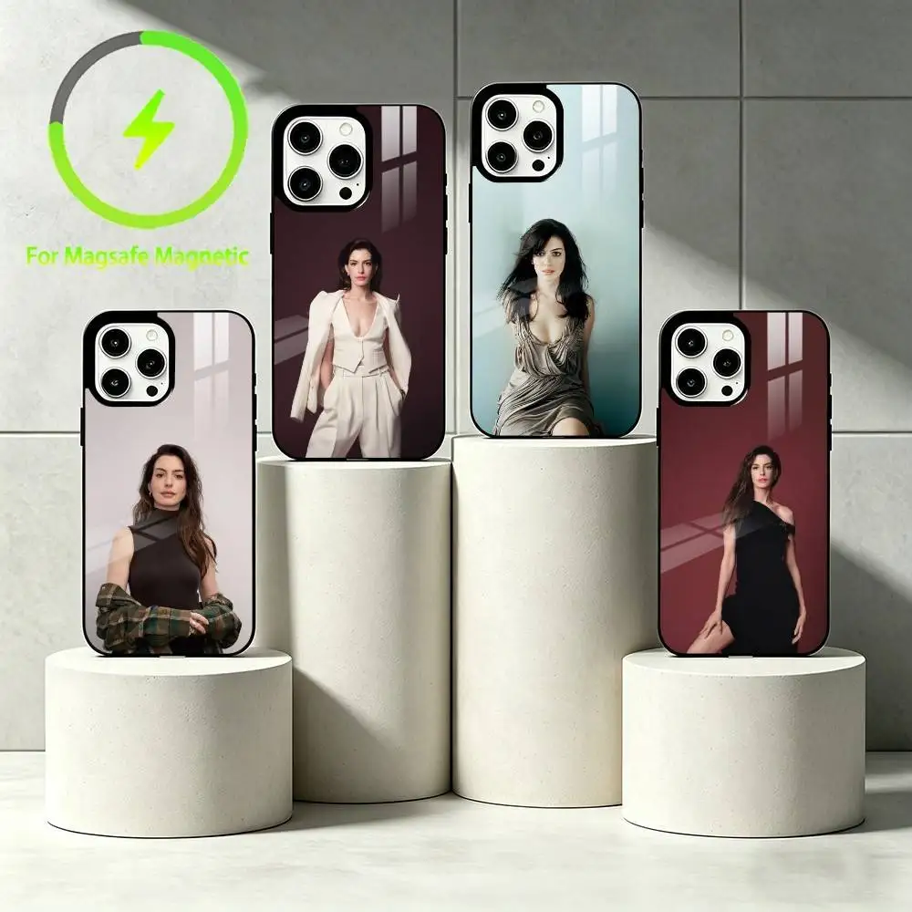 

A-Anne Hathaway Phone Case For iPhone 17 16 15 14 13 12 Pro Max Plus for Mirror Wireless Magnetic Cover