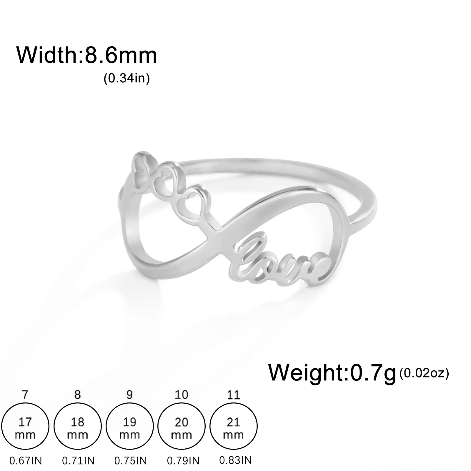 Skyrim Women Infinity Ring Stainless Steel Gold Color Heart-Love Star-Always Strength Words Rings Fahsion Jewelry Wedding Gift