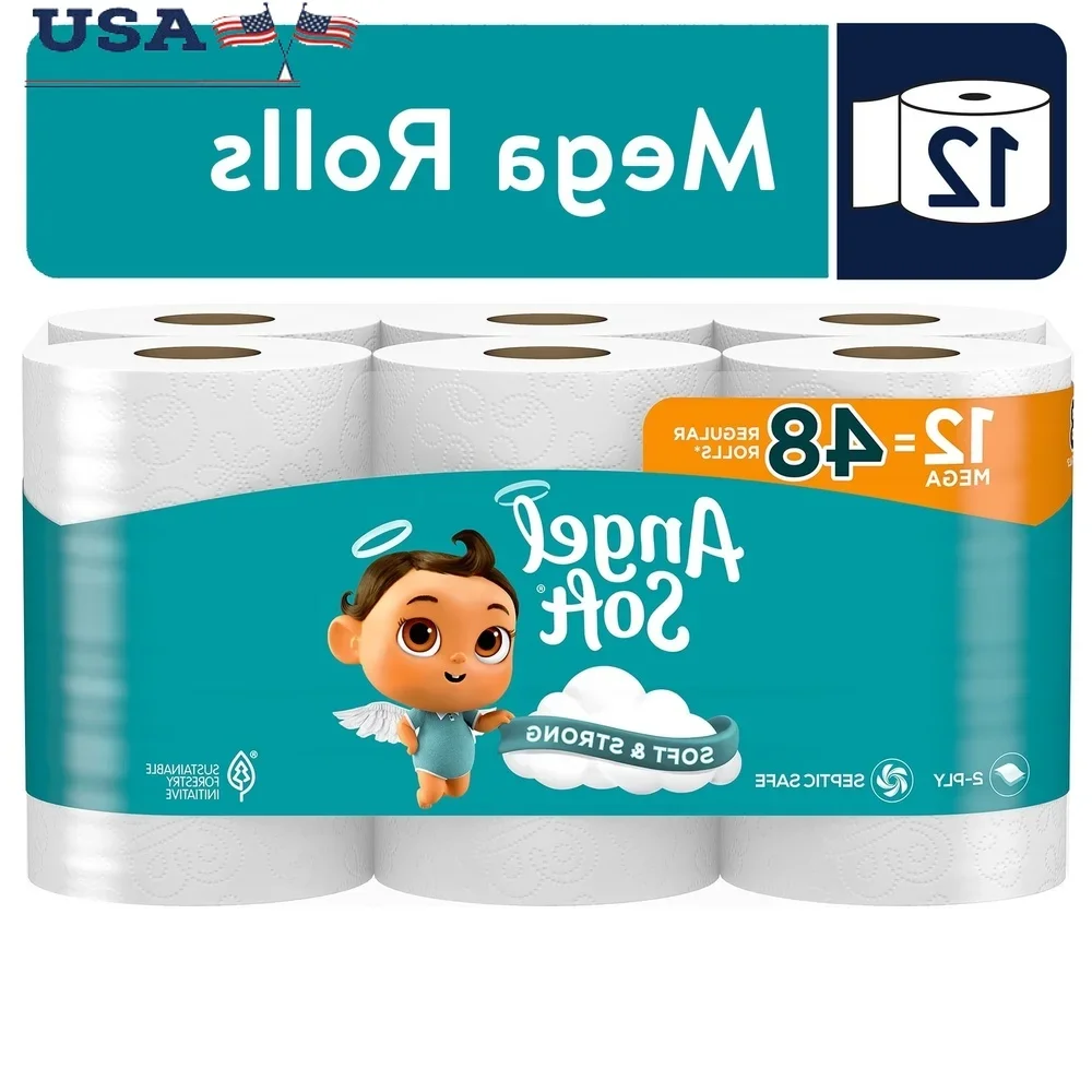 

2 Ply Toilet Paper Mega Rolls 12 Rolls 320 Sheets Soft Strong Perforated Septic Safe Unscented Long Lasting Household Essential