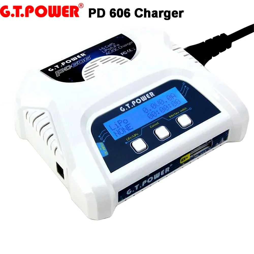 

GT Power PD 606 50W AC/DC 6A Charger for RC Airplane Lip Battery Nimh Charging