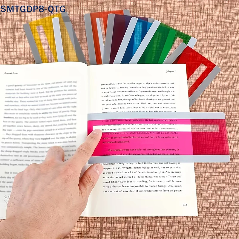 NEW 8Pcs Large Size Guided Reading Strips Highlight Overlays Multicolor Reading Tracking Rulers For Dyslexics Bookmarks
