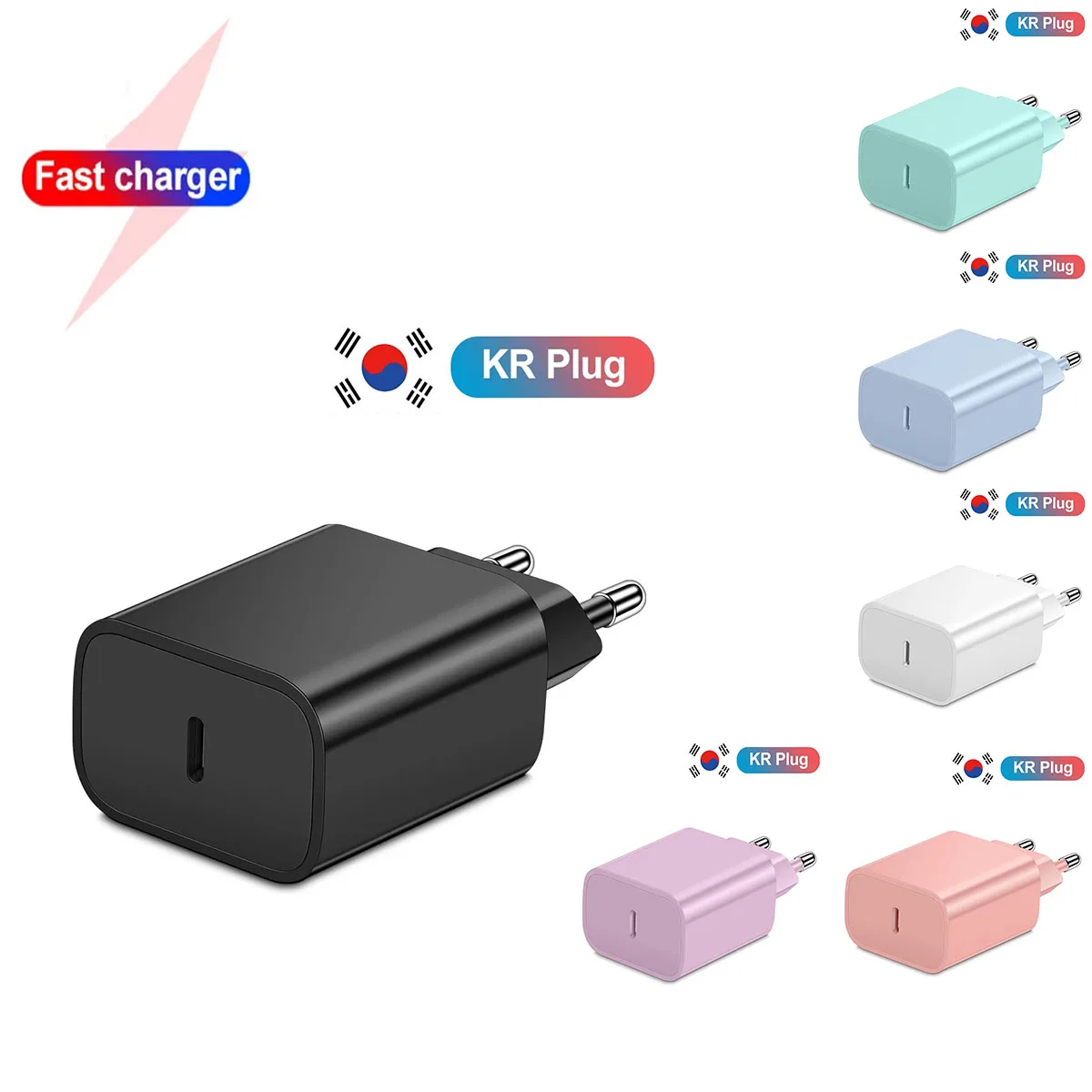 

20W PD Fast Charger Type-C Interface Korean Regulations Color Charging Head Charger Accessories for iPhone Samsung Huawei Millet
