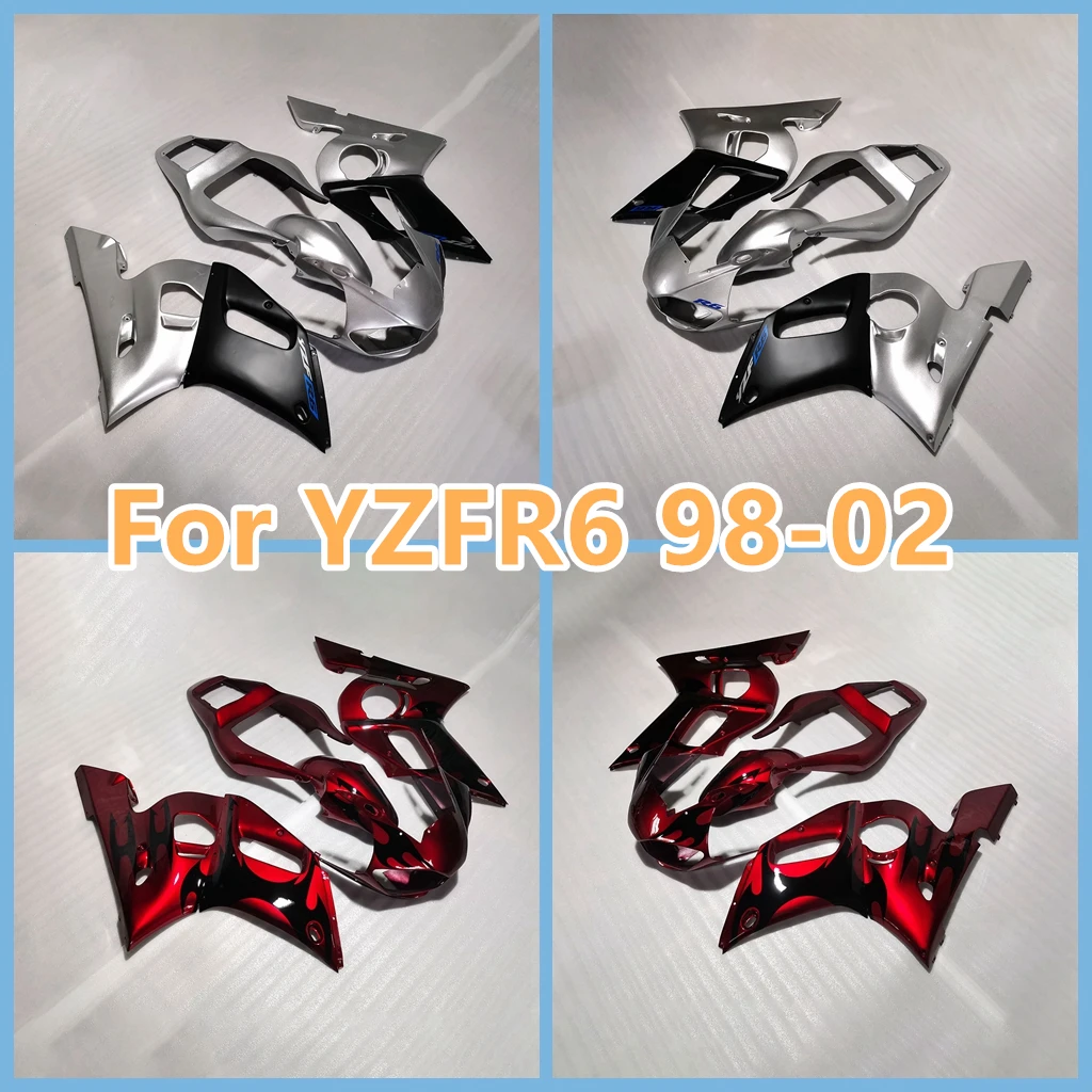 

Комплект обтекателей для YAMAHA 1998 1999 2000 2001 2002 YZF-R6 YZF 600 YZF R 6 98-02 YZFR6 ABS Injection Cowling Кузов Серебристый Черный