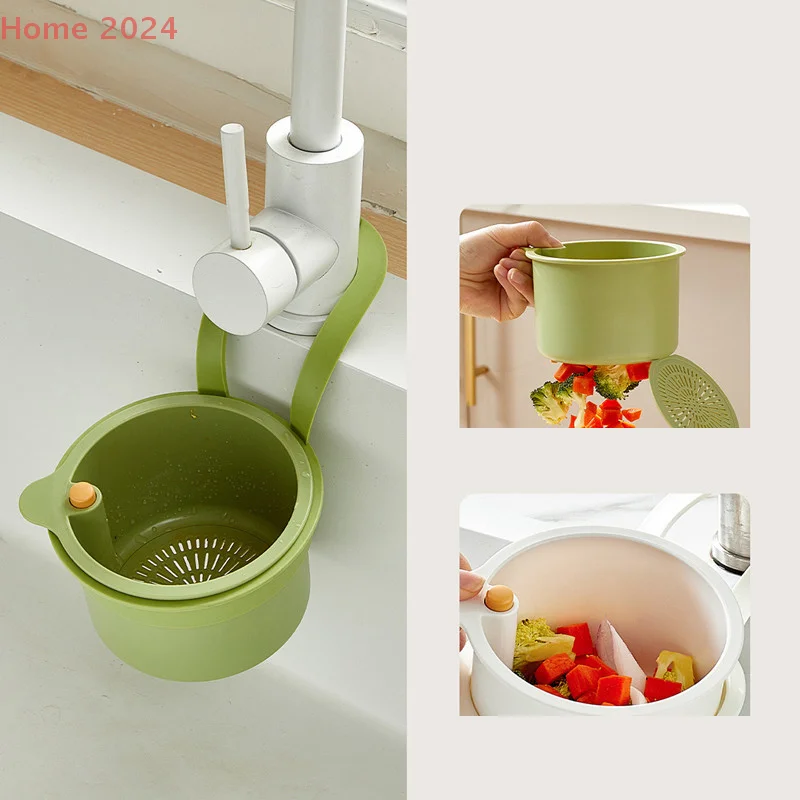 

Creative Sink Hanging Plastic Strainer Basket Openable Bottom Cover Detachable Kitchen Garbage Filter Quickly Drain