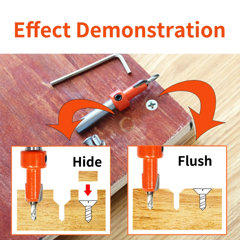 8mm Shank Woodworking Countersink Router Bit Screw Extractor Demolition HSS 4341 for Wood Milling Cutter Carbide Tips