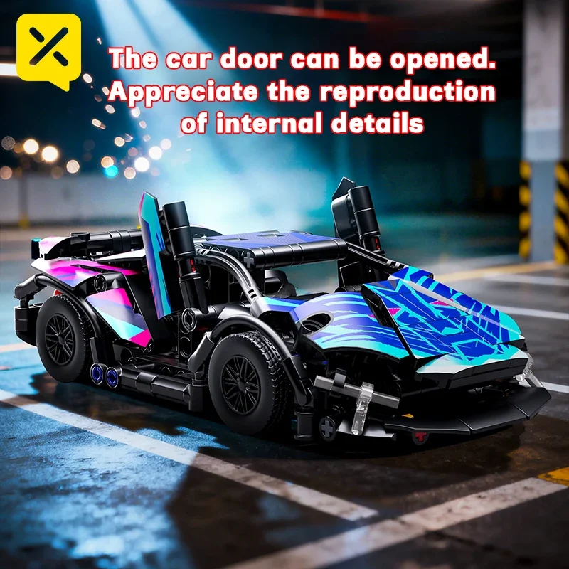 Colorido cyberpunk clássico carro esportivo 321 pçs blocos de construção requintado diy tijolos kits padrão carro corrida brinquedos para coleção