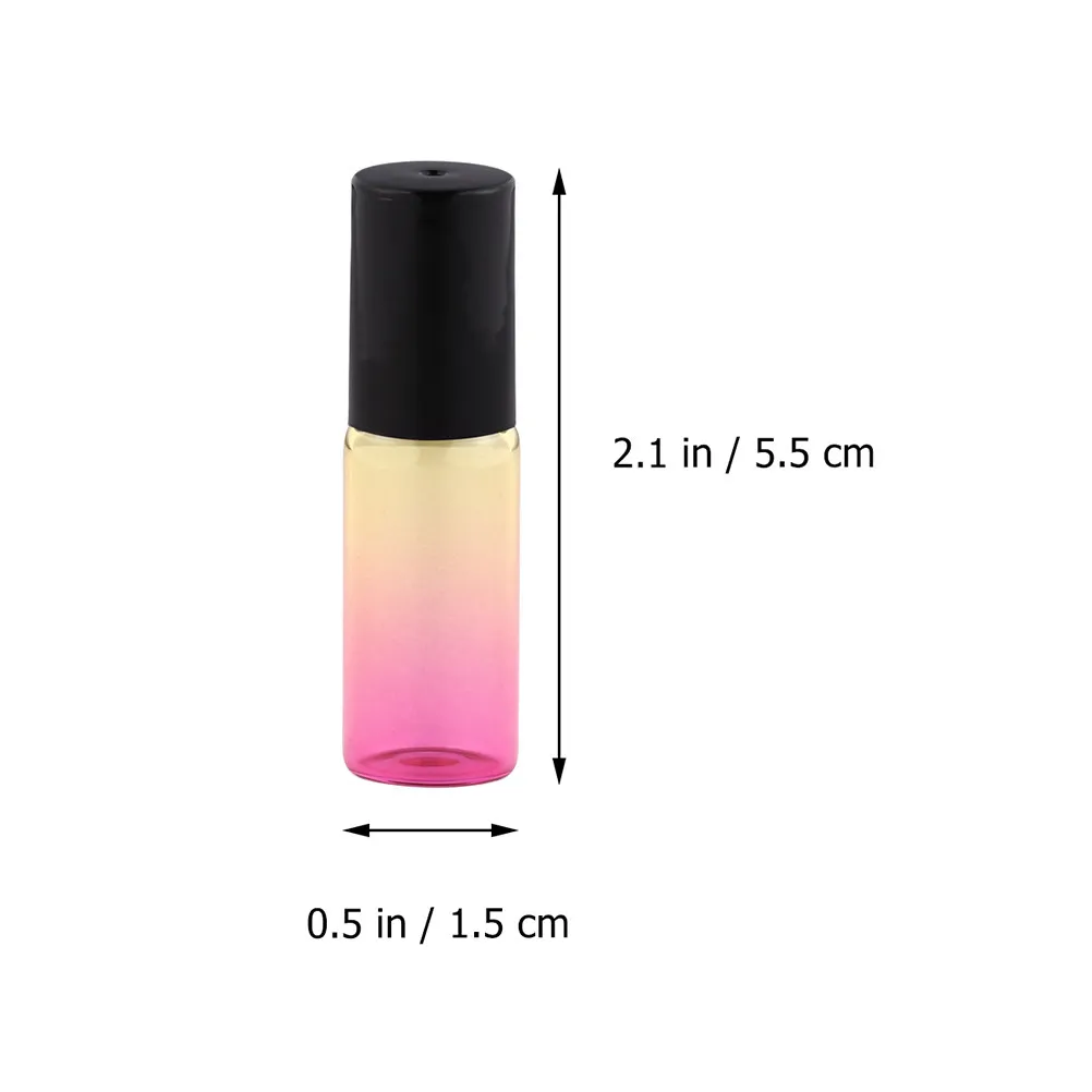 5pcs Gradient Glass Roller Bottles for Essential Oils, Refillable & Portable Perfume Travel Bottles