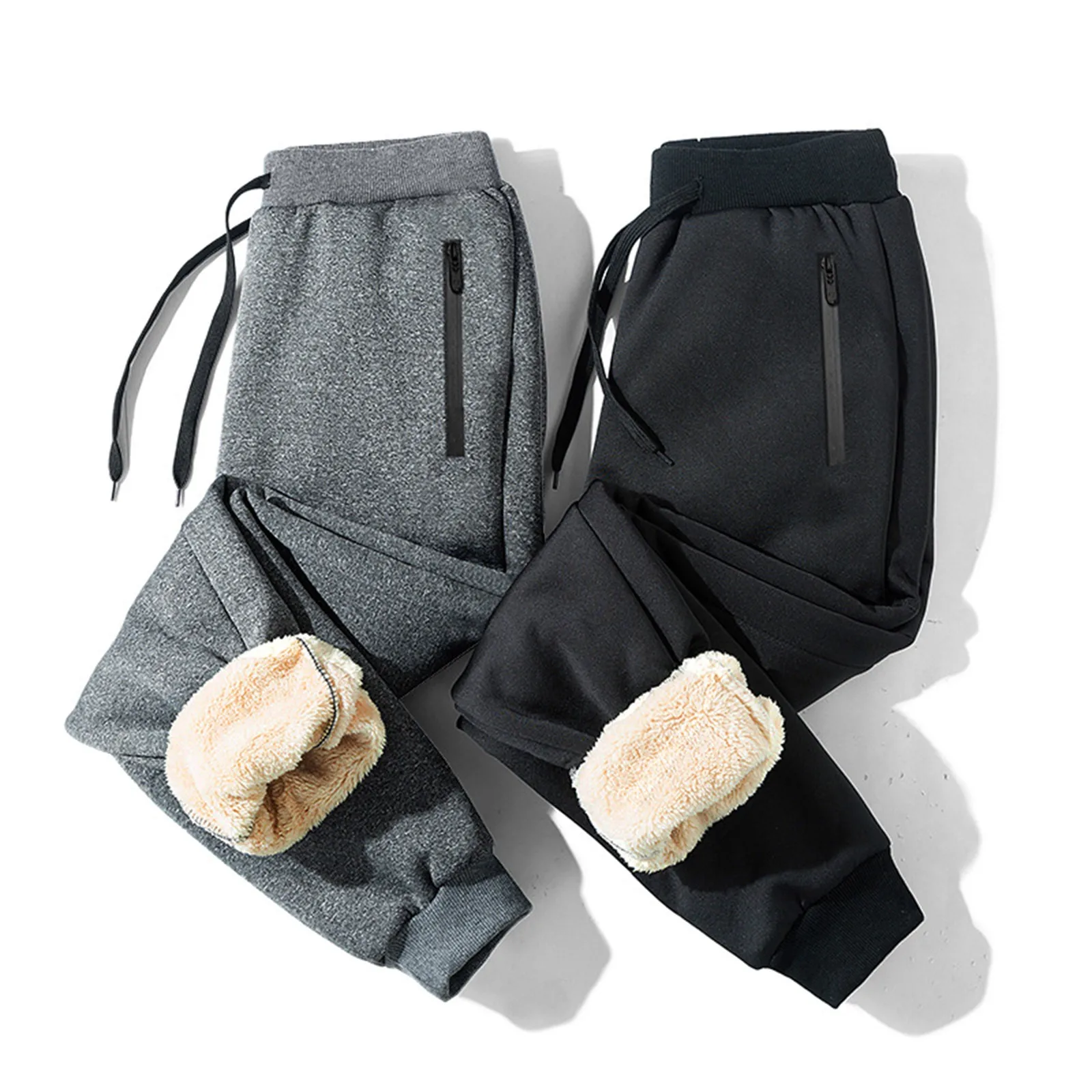 

Pants For Men In Autumn And Winter, Thickened With Fleece For Outerwear, Casual Pants, Warm Lamb Wool Sports Sweatpants