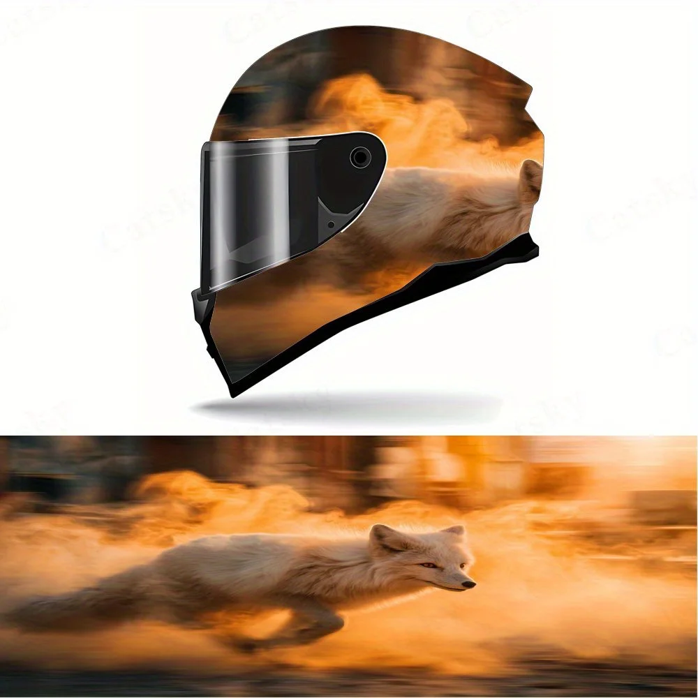 

Swift White Fox Full Face Helmet Decals - Durable and Waterproof PVC, self-adhesive Motorcycle Racing Helmet Aesthetic Sticker,