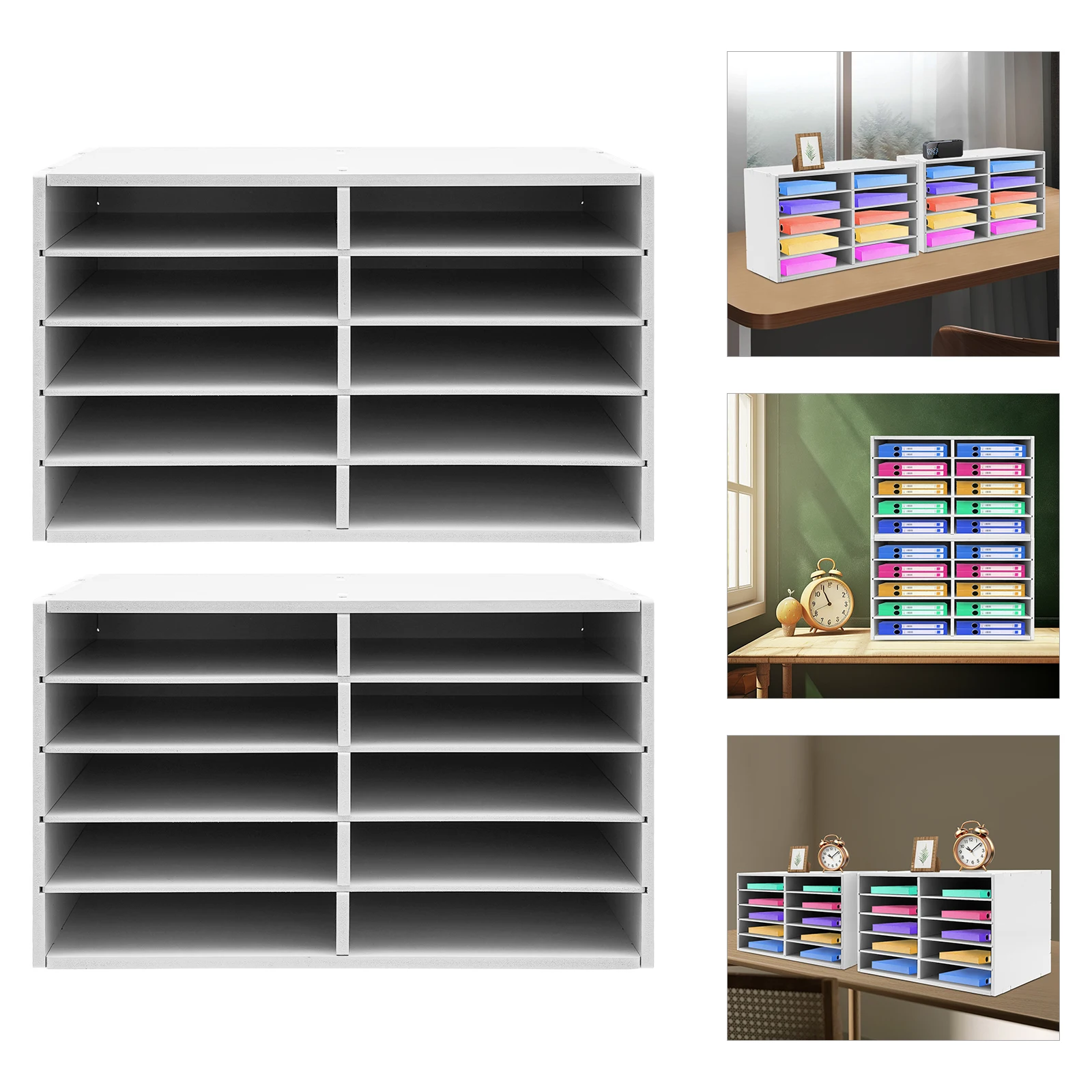 

2 Pcs 10 Cabinet File Storage Cabinet,White Rectangular Desktop Paper Storage Cabinets for Study,Bedroom,Living Room