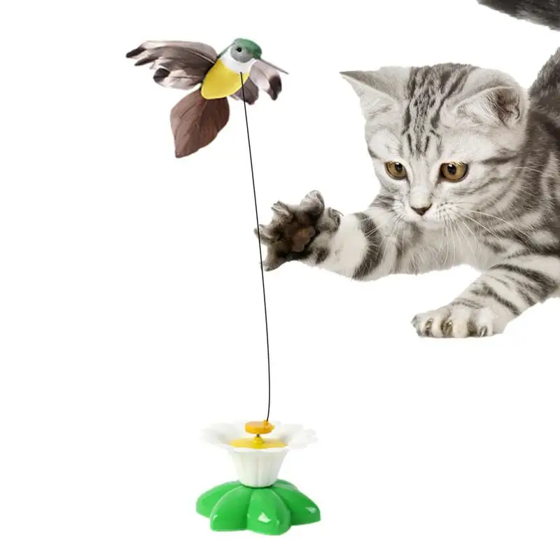 Cat Toys For Indoor Cats Cat Wand Toy Cat Gifts 360 Rotating Auto Interactive Cat Toy Battery Bird Butterfly Dancing Playing Toy