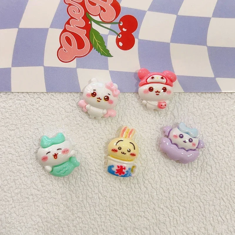 Mini Cute Chiikawa Resin Accessories DIY Hairpins Headwear Earrings Hachiware Usagi Mobile Phone Case Accessories