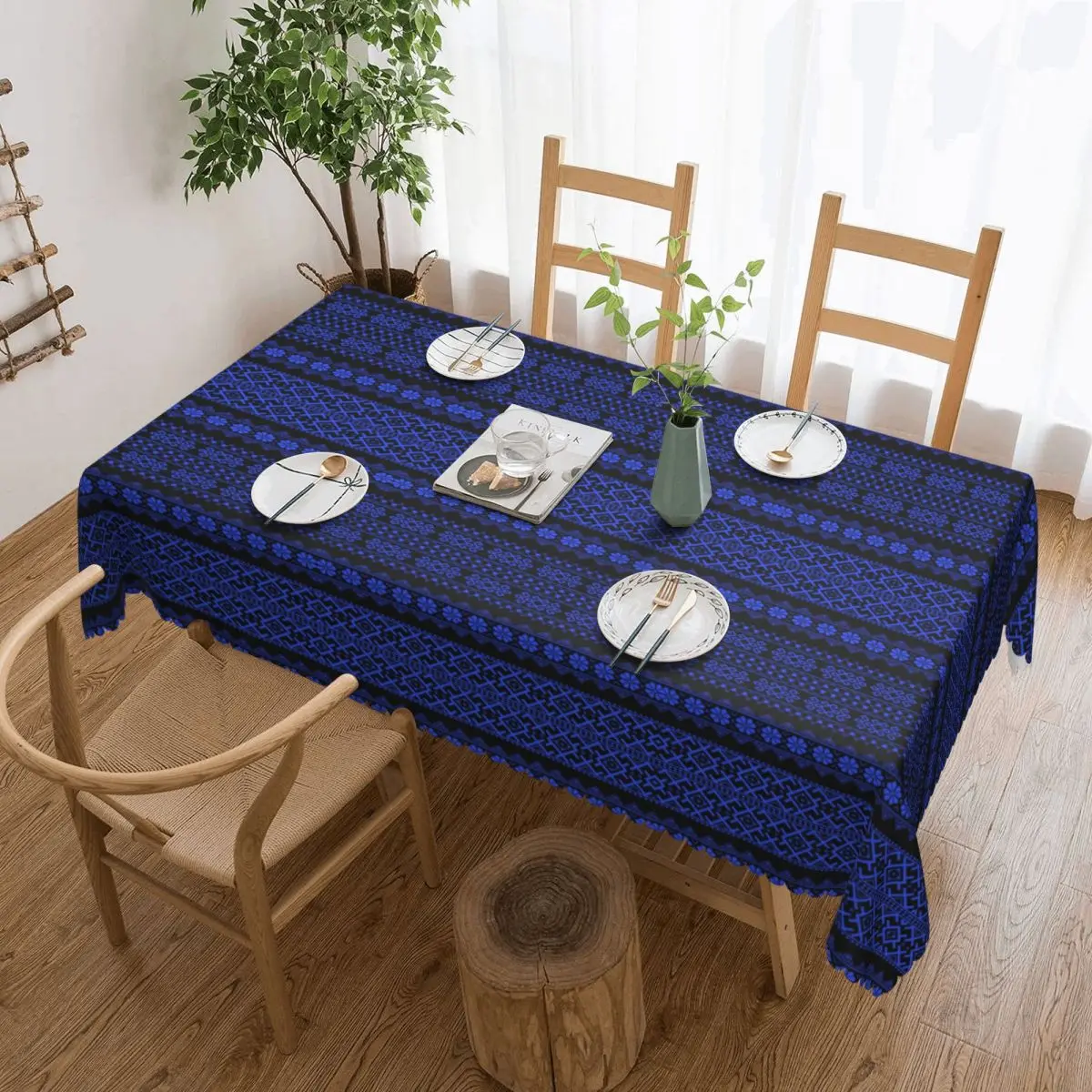 Vyshyvanka Ukrainian Embroidery Tablecloth Rectangular Ukraine Boho Bohemian Geometric Table Cloth Cover for Dining Room