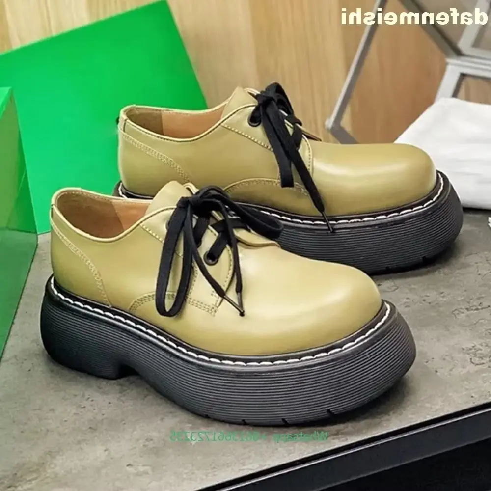 

2025 Spring New Women Loafers Lace-Up Genuine Leather Heightening Soft Thick-Soled Casual Leather Shoes Round Toe black Shoes