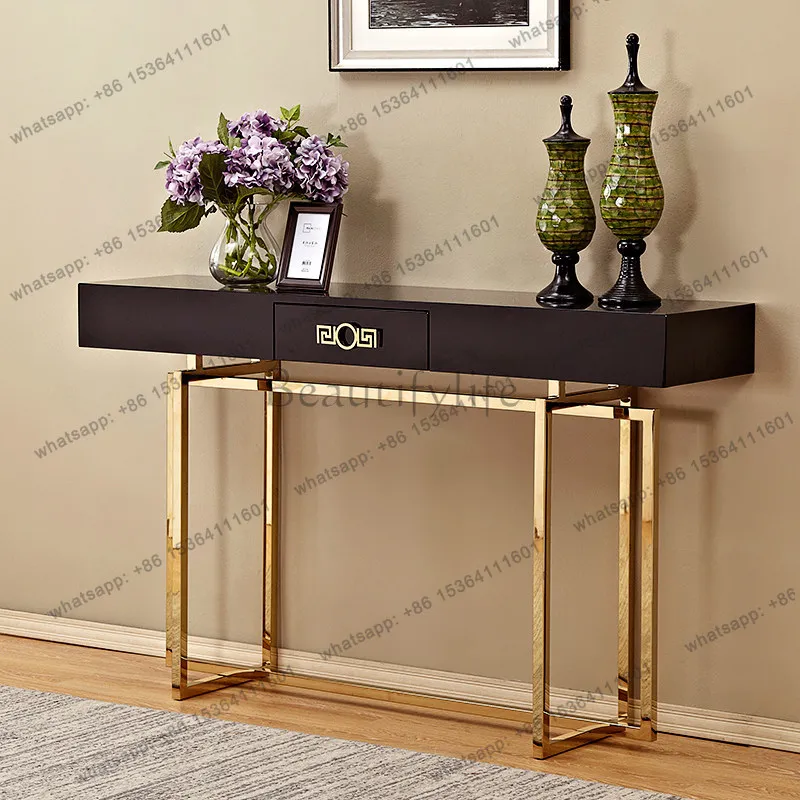 X4 2026 light luxury rock slab entrance table, living room end view table, entrance corridor decoration entrance table