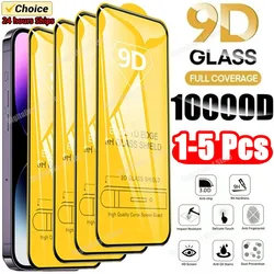 1-5PCS 9D Screen Protector Tempered Glass for IPhone 15 14 13 12 11 Pro Max Protective Glass for IPhone X XR XS Max 7 8 14 Plus