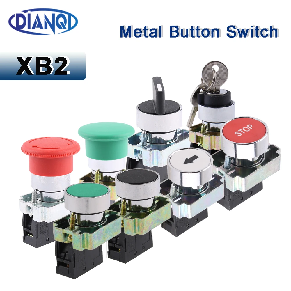 Button switch XB2 mushroom head emergency stop 22mm knob key start inching on off self reset XB2-BS542 XB2-BA31 XB2-BG33 BD33