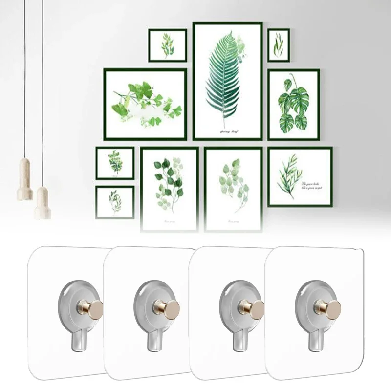 2Pcs Non-Trace No punching Nails Hook for Photo Frame Picture Frame Hole Hanging Nail Wall Paste Tack Photos Cross Stitch