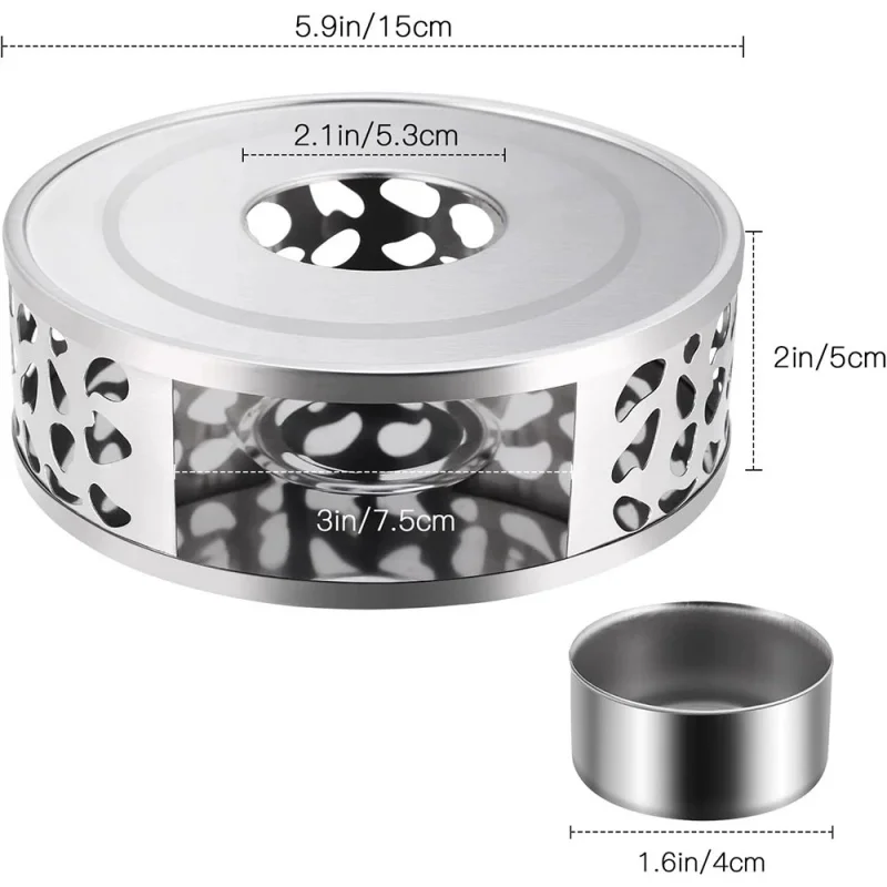 Stainless Steel Tea Teapot Stand Heater Candle Round Base Heater Coffee Milk Candle Holder Stove Crazy Volcano Oil