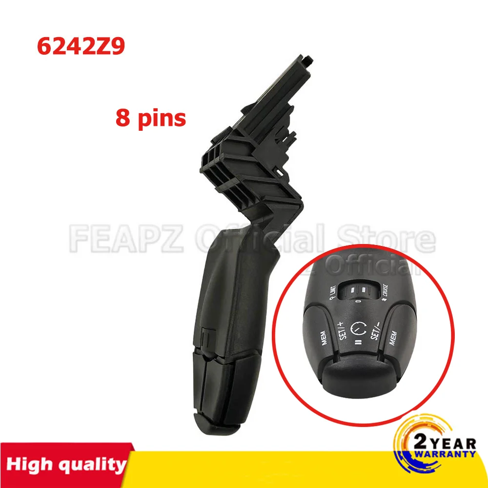 For Peugeot 207, 208, 307, 406, 407, 607, 807 Citroen C3 C4 C5  6242Z9  Cruise control stalking speed limit switch