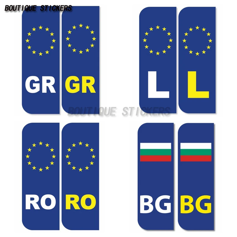 

2 x ROMANIAN Car Number Plate 、GREEK Car Number Plate 、BG Euro BULGARIA 、Luxembourg Euro Car Number Plate vinyl stickers