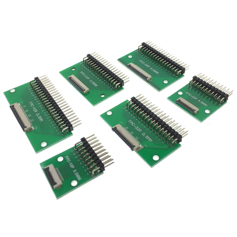 18p 22p 32p 36p 42p fpc/ffc conector de cabo plano pinboard 0.5mm boa soldagem agulha curvada 2.54mm pcb