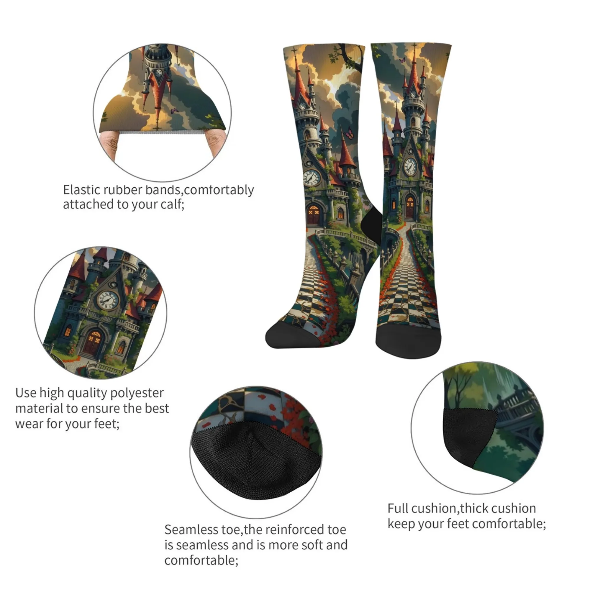 Calcetines con estampado de dibujos animados de Time Castle, novedad, divertidos calcetines para hombre, estilo Harajuku, cómodos, cálidos, informales, calcetines de moda, regalo de fiesta loco
