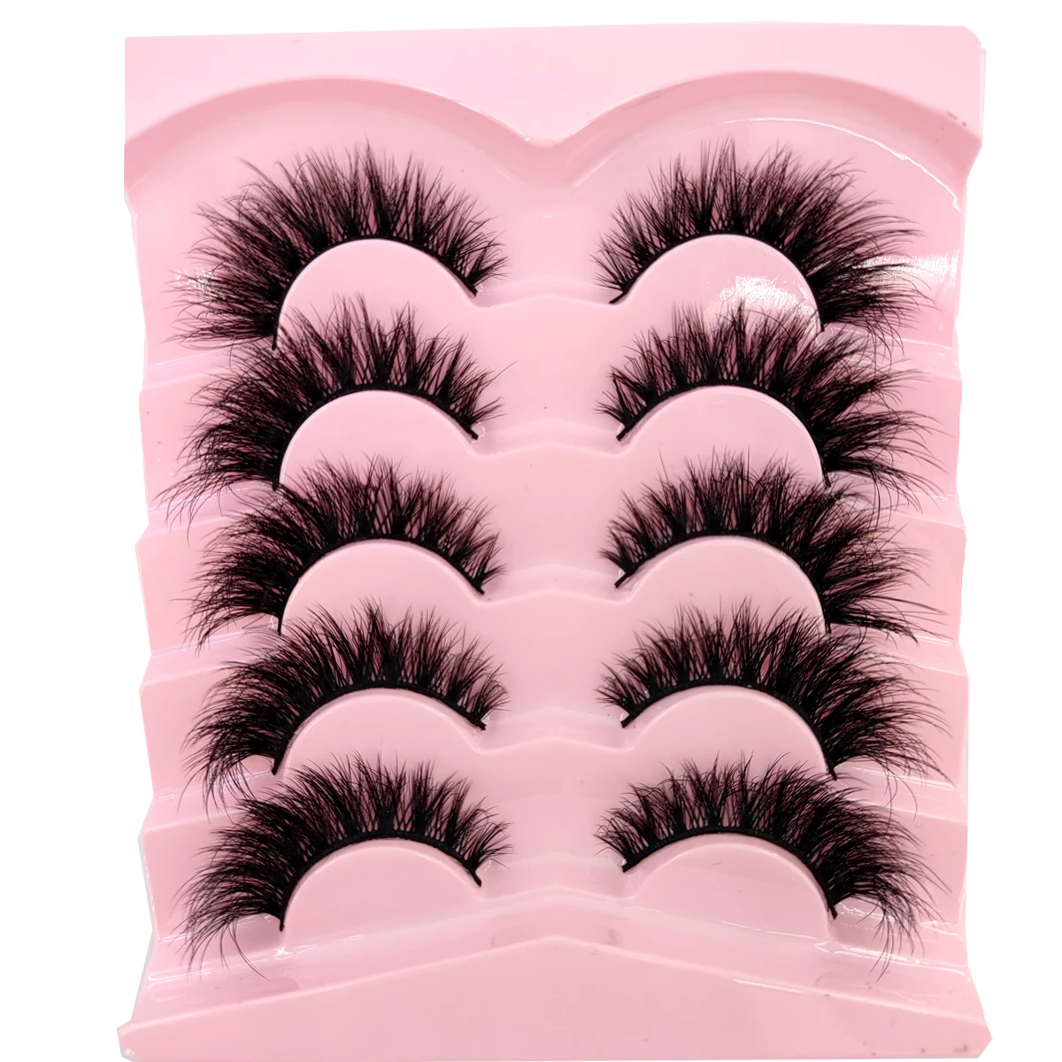 AMSDCN Neue 3D natürliche Nerz wie falsche Wimpern D-Roll flauschige weiche 5-Paar Manga Wimpern Wispy natürliche Wimpernverlängerung Make-up