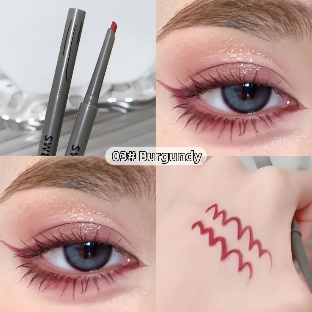Matte Finish Rose Red Eyeliner Waterproof Formula Long-lasting Wine Red Eyeliner Easy To Color Silky Smooth
