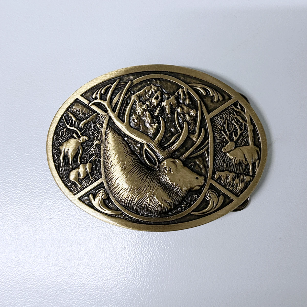 Western Deer Cowboy Cowgirl Solid Brass Belt Buckle BUCKLE-BS021