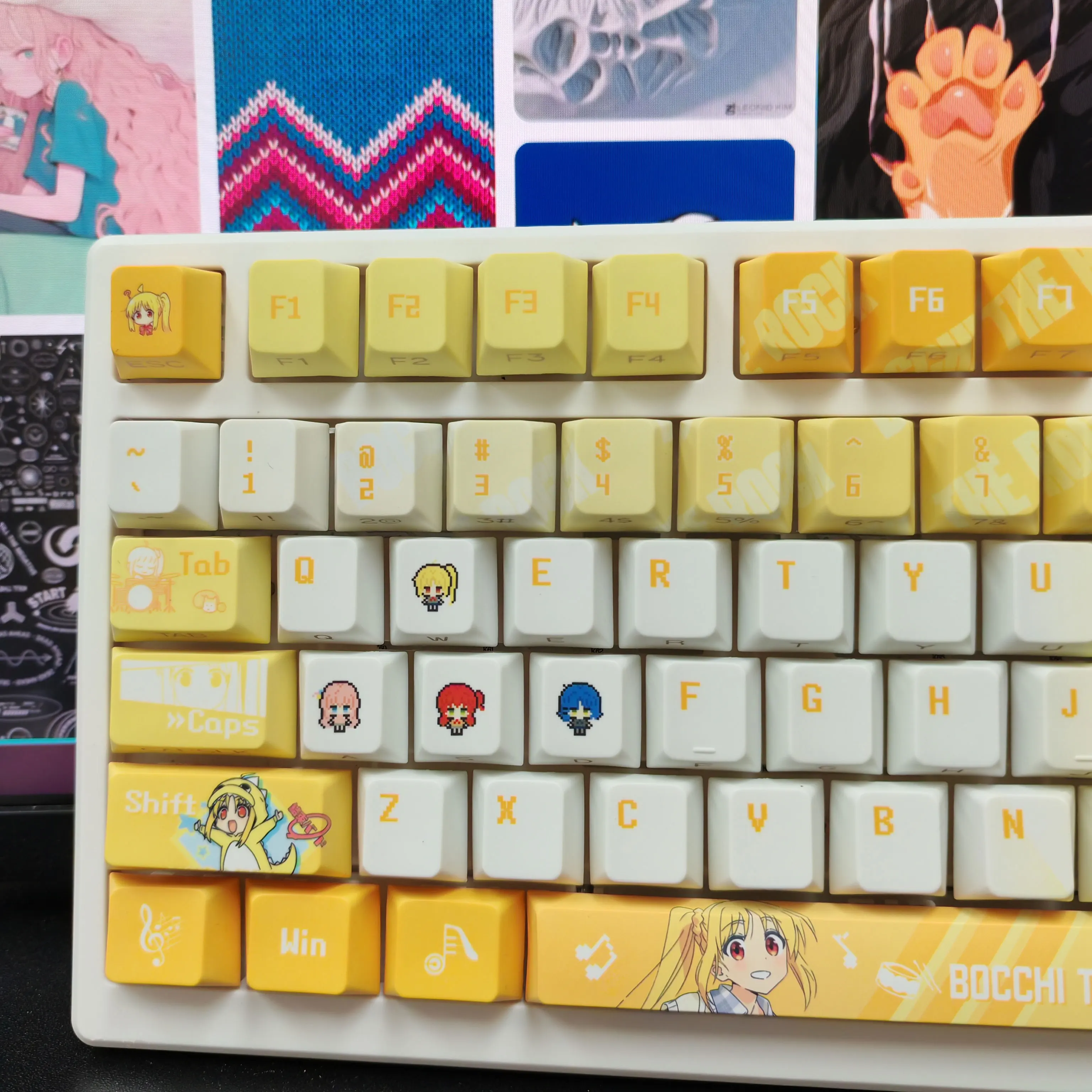 BOCCHI THE ROCK! Nijika 120 Keys Mechanical Keyboard Keycap DYE-Sublimation Keycap Opaque PBT Keycap for Made68 Mad68 Wooting 60