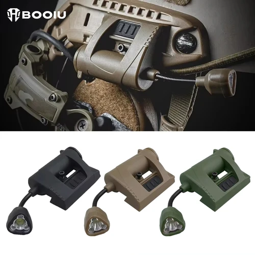 BOOIU-linterna LED táctica para casco, iluminación nocturna MPLS para exteriores, para caza, ciclismo, pesca, 3 modos, lámpara para casco militar