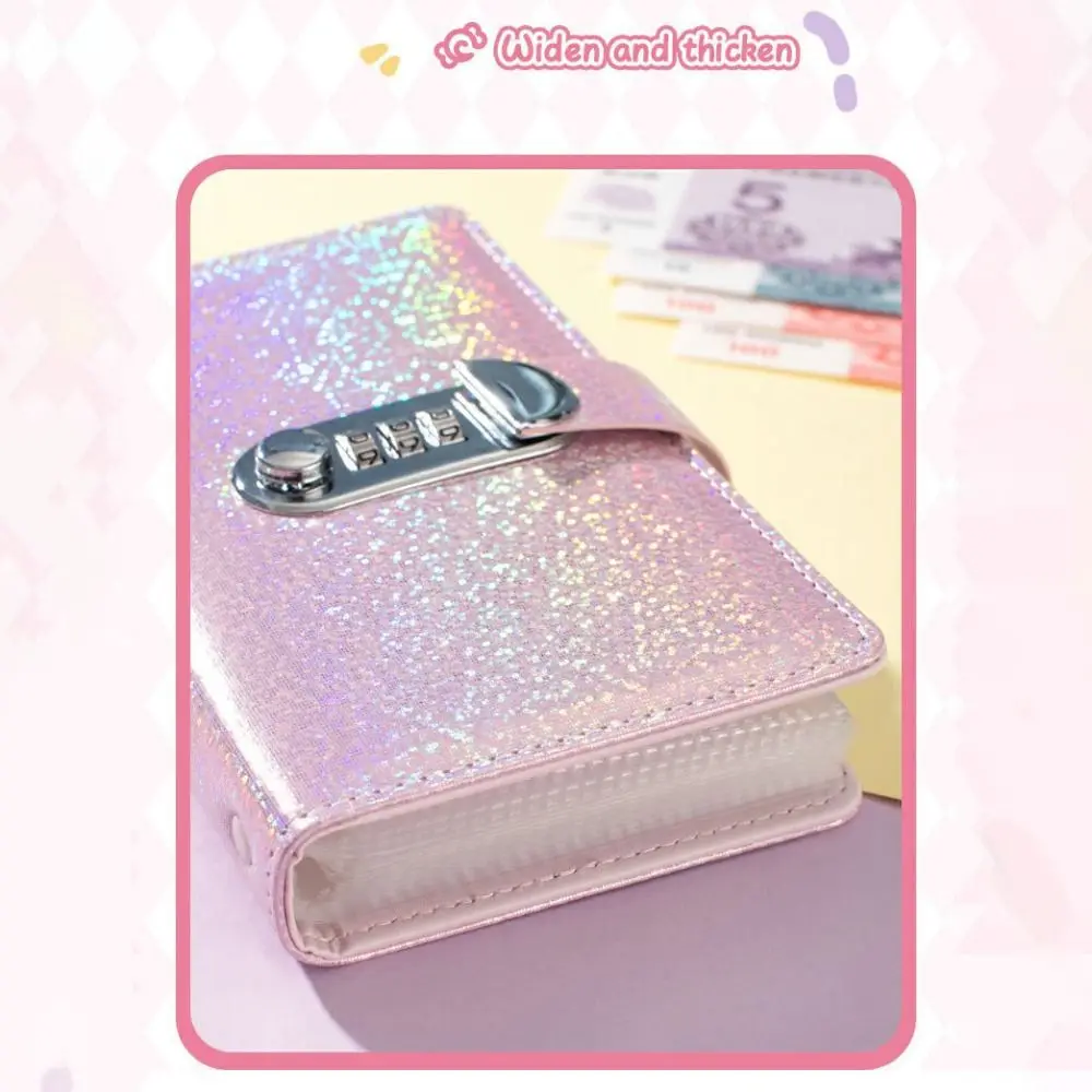 50Sheets Saving Money Binder PU Leather Bright Crystal Budget Binder with Lock Savings Handbook Refillable Planner Organizer