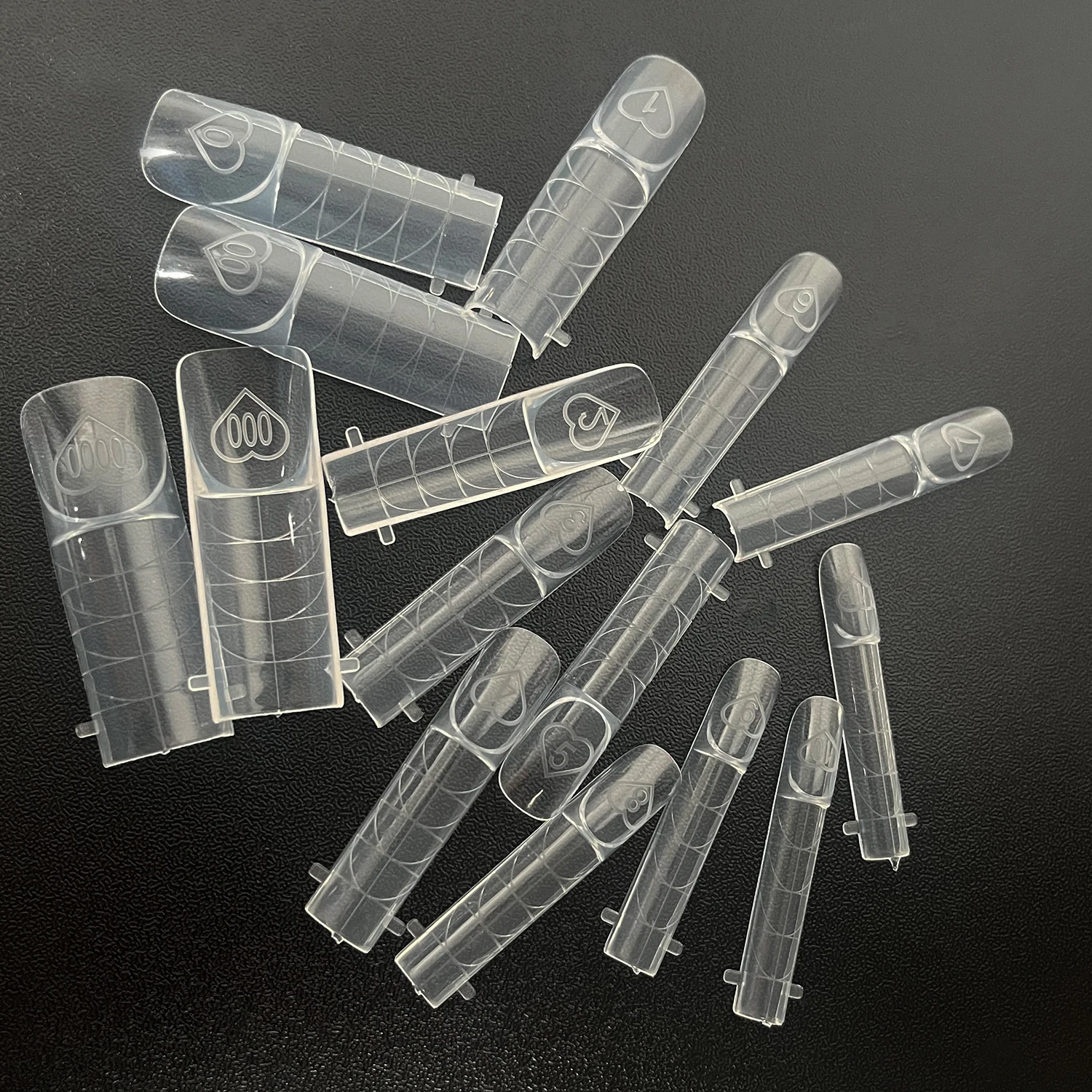 150pcs Space French Dual Forms 15 Sizes Clear Reusable Nail Extension Builder Gel Zone French Dual Nail Mold Tip Manicure Tool