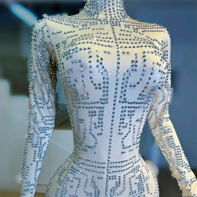 Bar Halloween Nachtclub DJ Rave Outfit Voller Strass Overall Frauen Jazz Kleidung Drag Queen Kostüm Bühne Rave Outfit XS8744