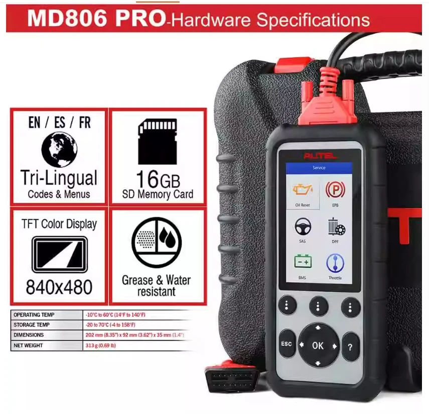 Autel MaxiDiag MD806 Pro Volledig systeemdiagnostisch hulpmiddel