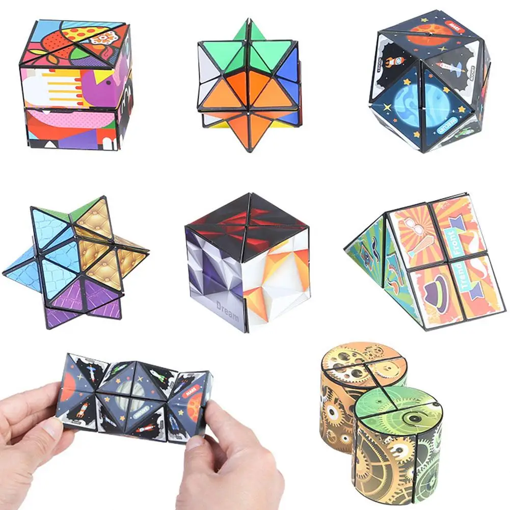 Cubo magnético geométrico de estrella creativa, versátil, infinito, antiestrés, ansiedad, juguete de escritorio, material ABS, cubo mágico impermeable