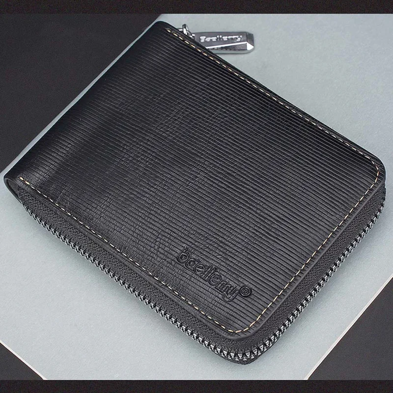 2024 New Men RFID Short Vintage Wallets PU Leather Small Card Holder Purses Zipper Coin Wallet for Male Money Bag Cartera Hombre