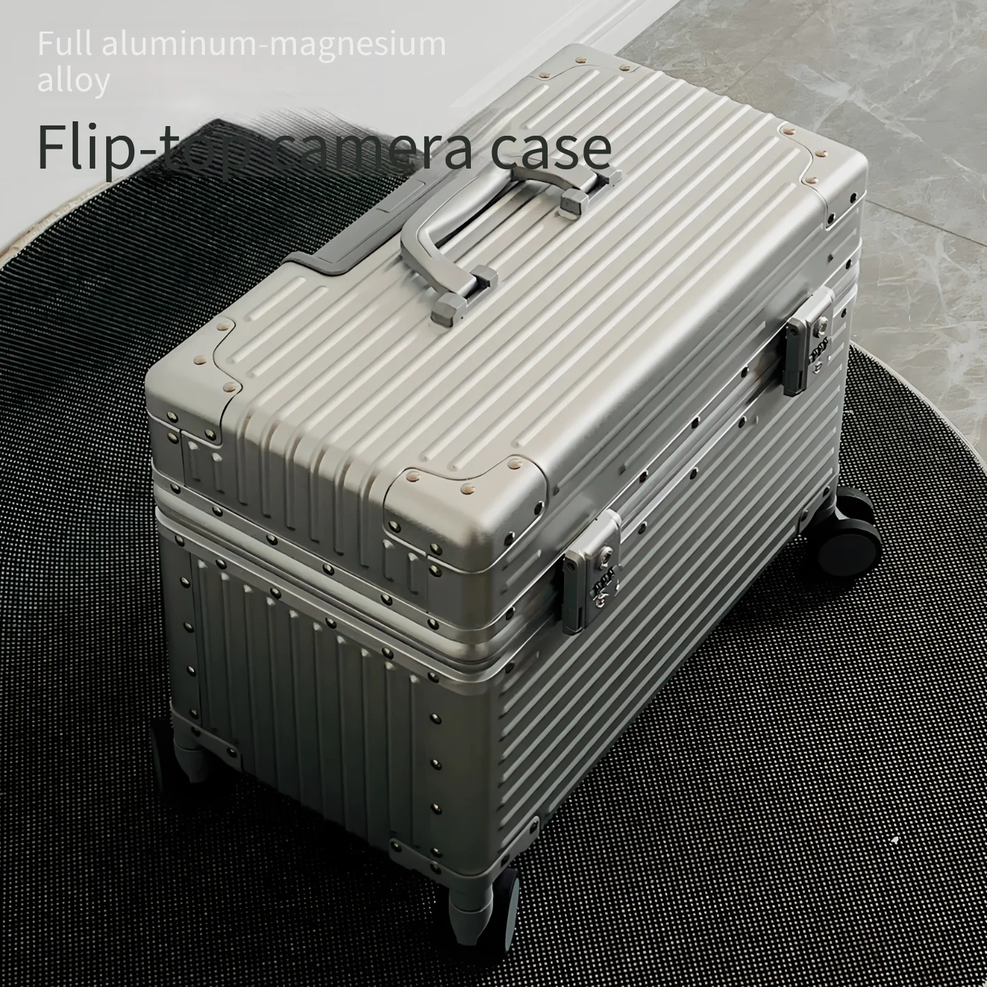 Photography Equipment Trolley Case Al‑Magnesium Alloy Hard Luggage 360° Spinner Wheels Camera Gear Carry‑On Travel Suitcase For