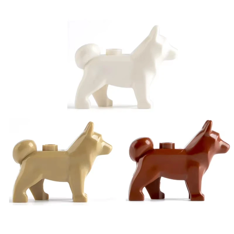 MOC Tier-Szenen-Bausteine Katzen Hunde Schafe Schweine Hühner Adler Papageien Delfin Zoo Zubehör DIY Spielzeug Bausteine T14
