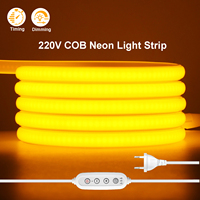 220V Dimmable COB LED Neon Strip Light with Timer/Dimmer Switch EU Plug 288LEDs/M 5M 10M 15M 25M 30M IP65 Waterproof Led Ribbon