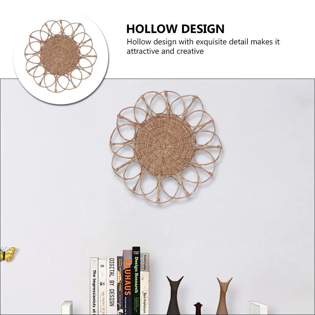 

1pc Rattan Woven Flower Pendant Hollow Design Creative Wall Hanging Ornament For Home Cafe Bar Decor Scene Layout Decor